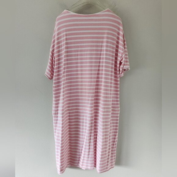 MARC CAIN | Shirt Dress Striped Dropped Waist Drawstring Pink Sz 12 14 - Picture 3 of 9